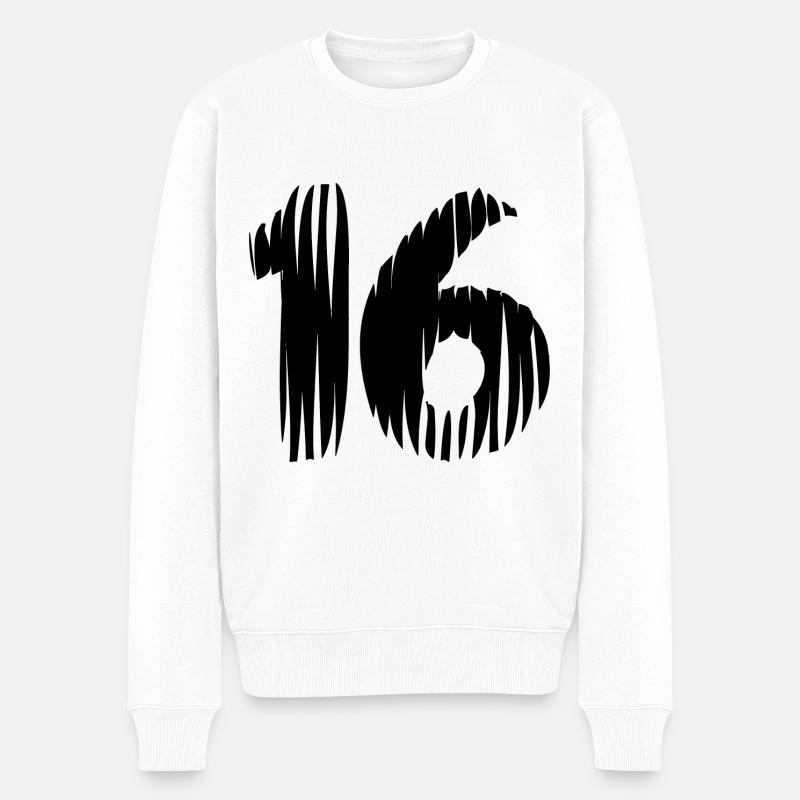 16 Zahl Trikot - Männer Premium Bio Pullover - Weiß