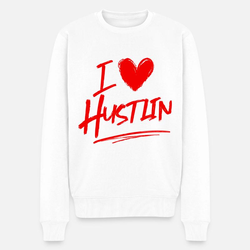 Ich liebe Hustlin - Männer Premium Bio Pullover - Weiß