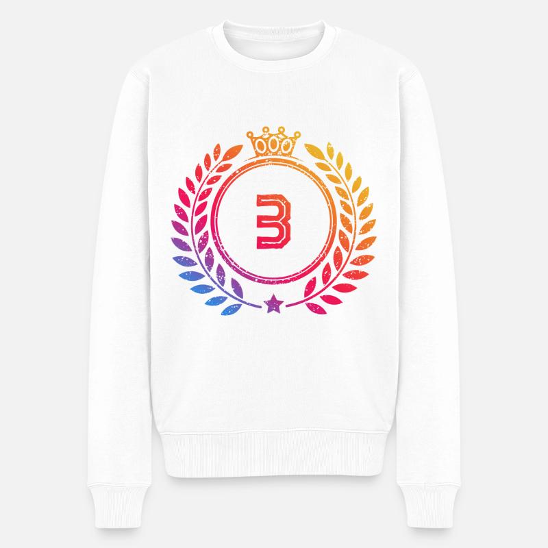 3 Couronne numérique - Pull Premium bio Homme - blanc