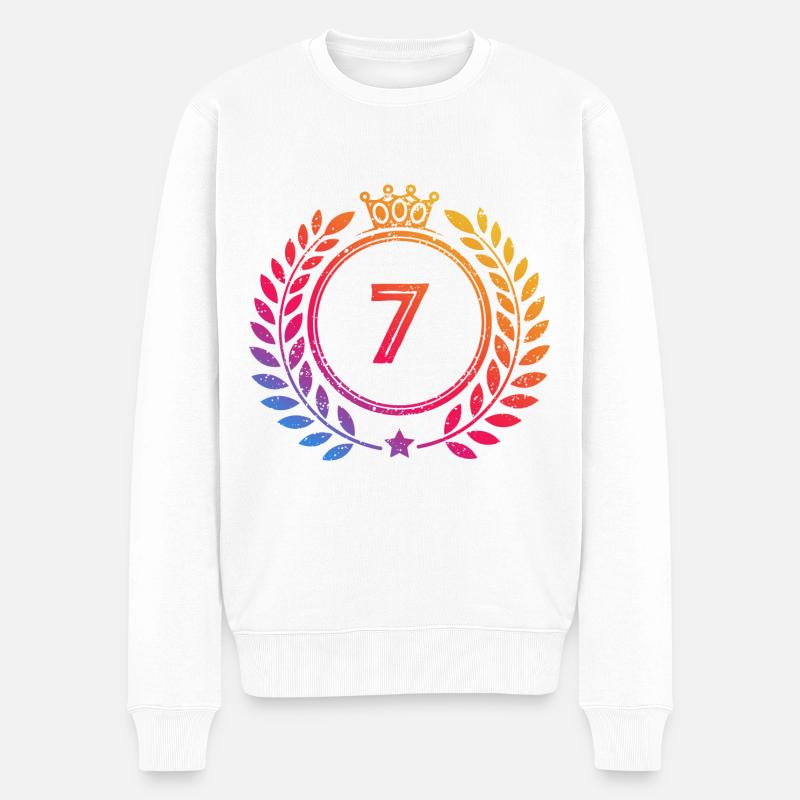 7 Couronne numérique - Pull Premium bio Homme - blanc