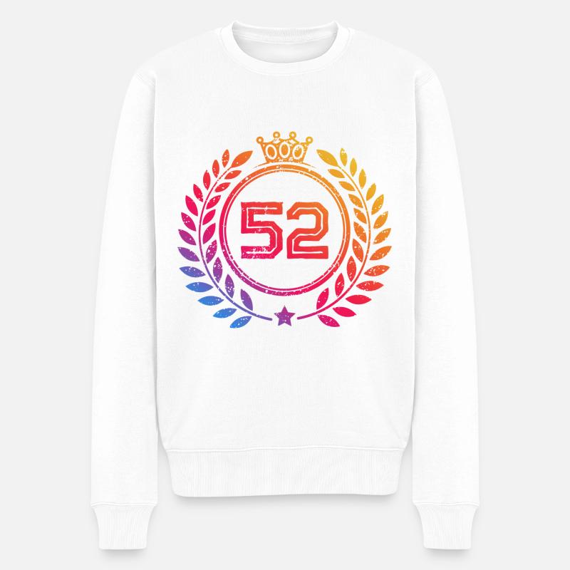 52 Zahl Kranz - Männer Premium Bio Pullover - Weiß