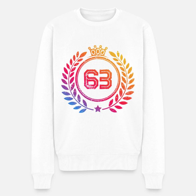 63 Zahl Kranz - Männer Premium Bio Pullover - Weiß