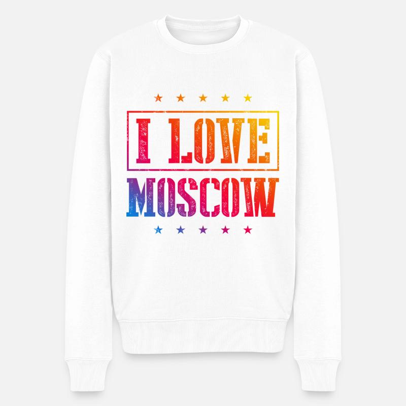 I Love Moskau - Männer Premium Bio Pullover - Weiß