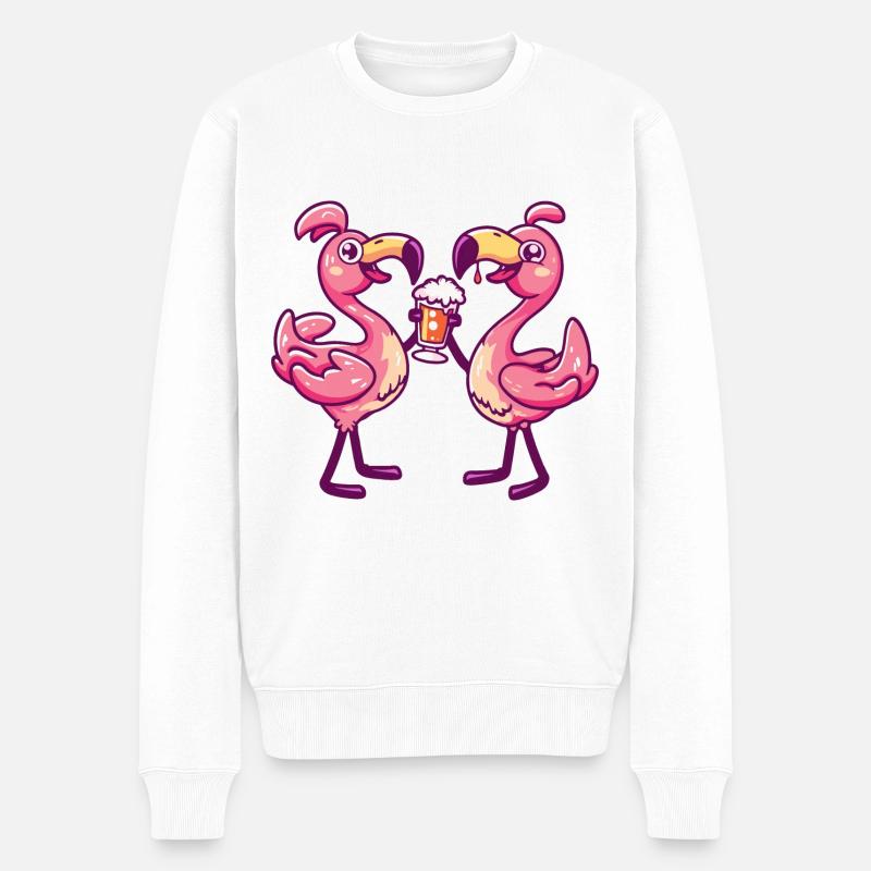 Flamingo Comic Bière Party Boisson - Pull Premium bio Homme - blanc