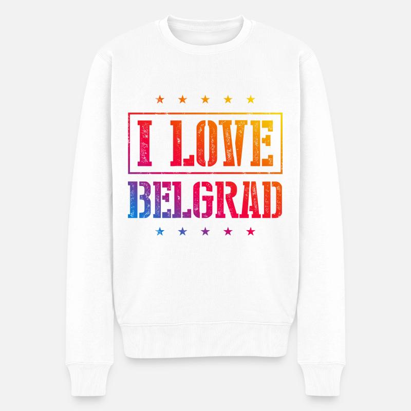I Love Belgrad - Männer Premium Bio Pullover - Weiß