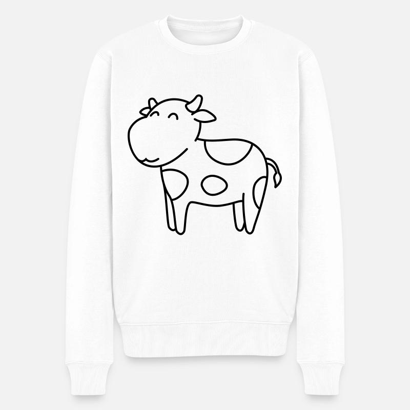 Kuh Comic Tier - Männer Premium Bio Pullover - Weiß