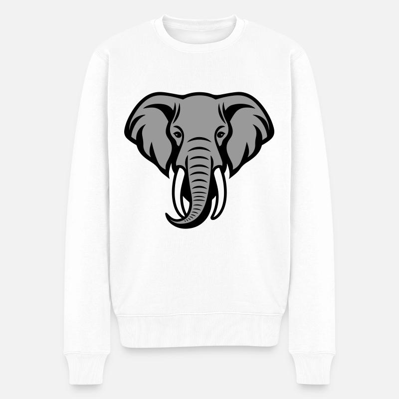 Elefant Kopf - Männer Premium Bio Pullover - Weiß