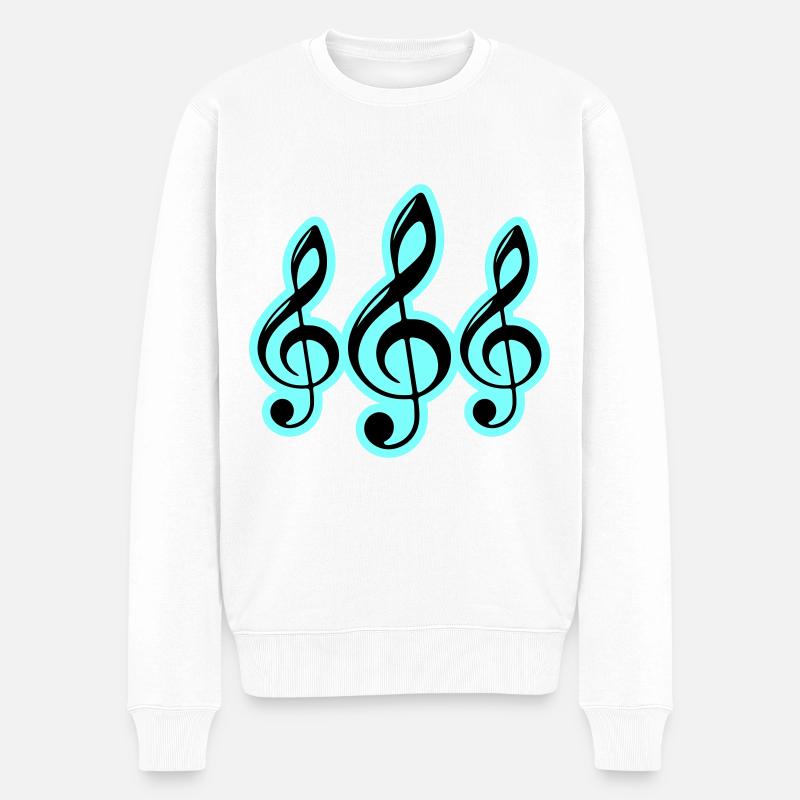 Musik Symbol Notenschlüssel - Männer Premium Bio Pullover - Weiß