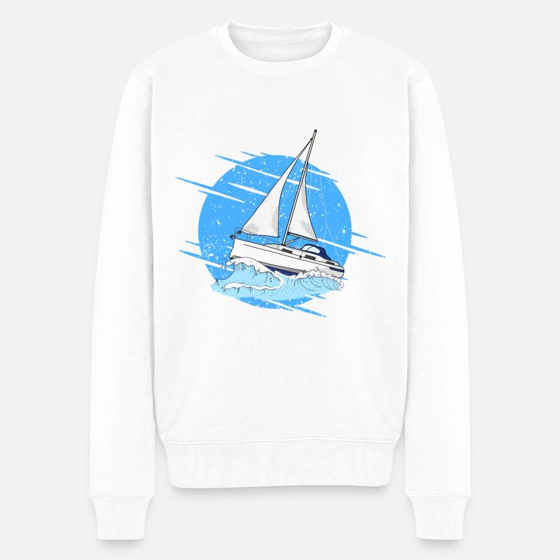 Segelboot - Männer Premium Bio Pullover - Weiß