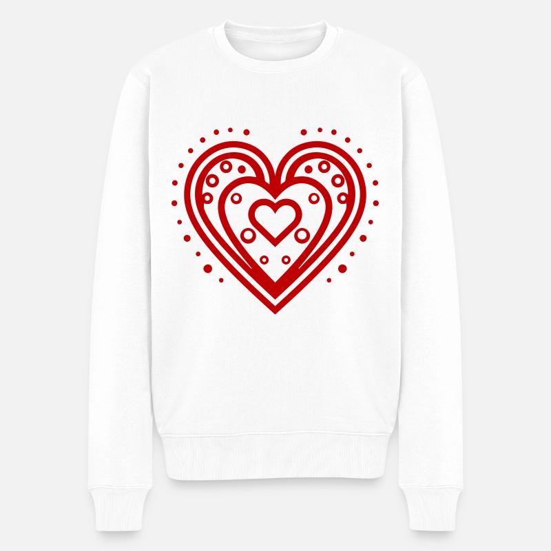 Herz Design Love - Männer Premium Bio Pullover - Weiß