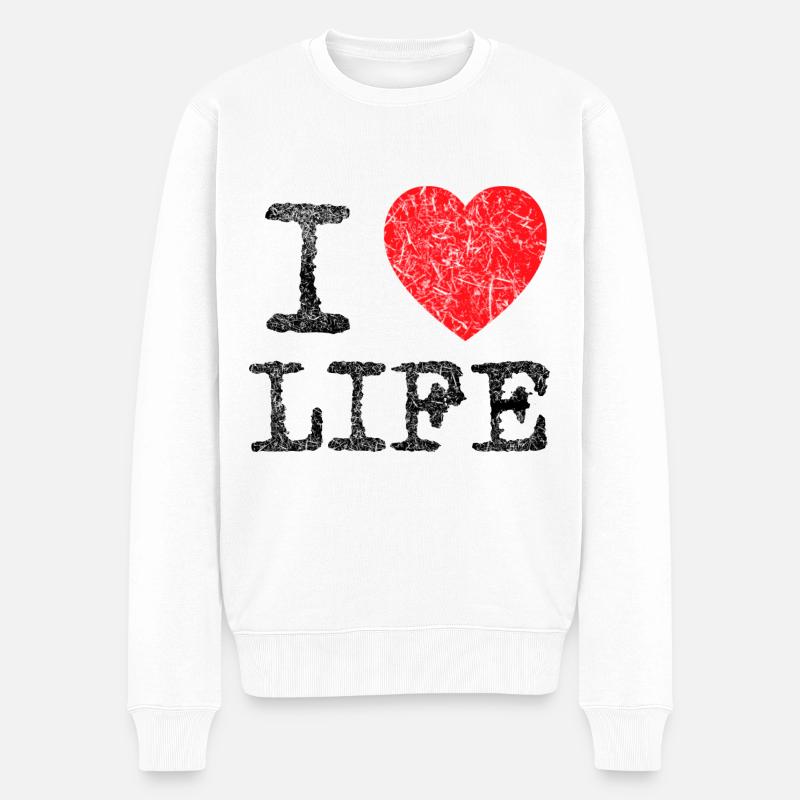 i love life - Pull Premium bio Homme - blanc