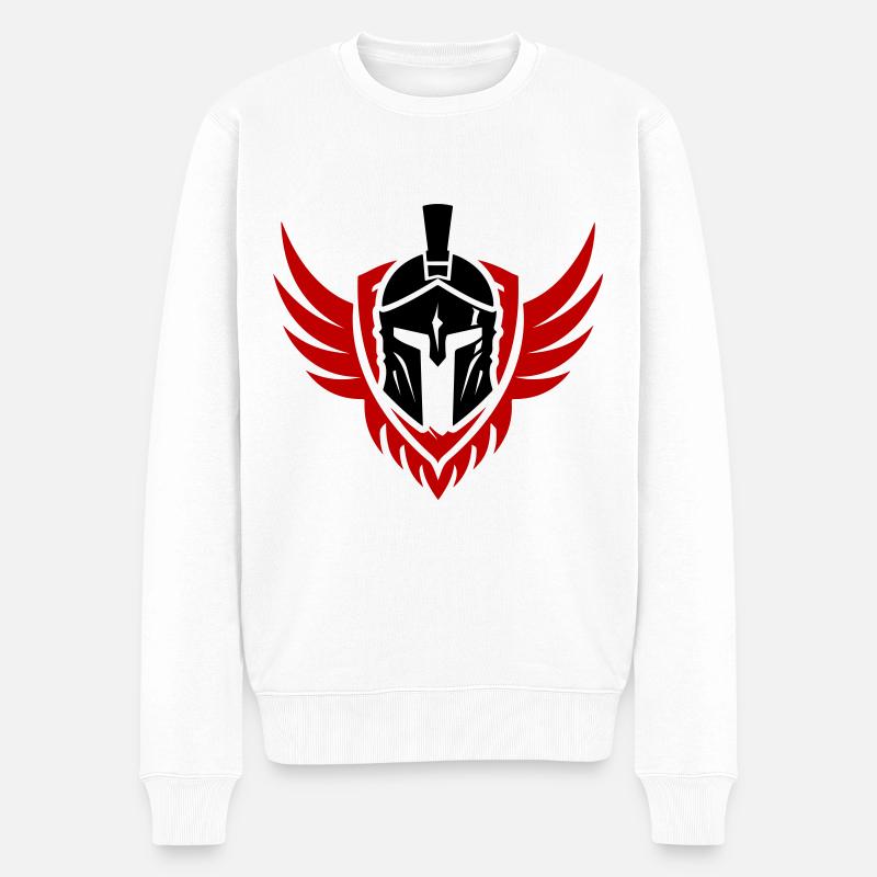 Symbole du casque Spartan - Pull Premium bio Homme - blanc