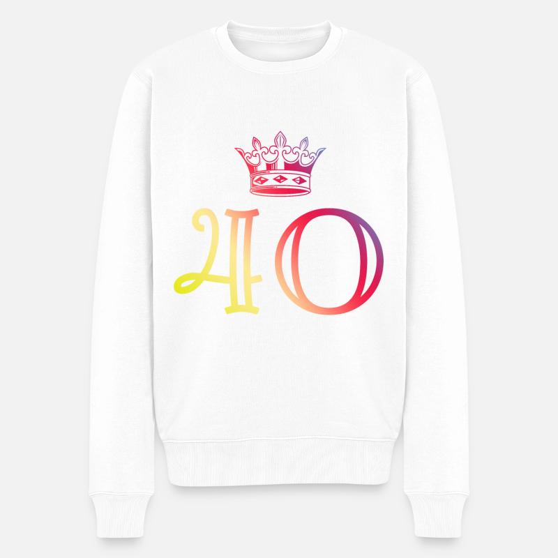 40 Zahl Krone - Männer Premium Bio Pullover - Weiß