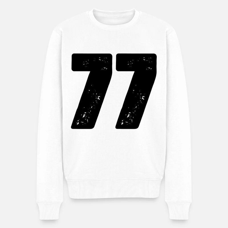 77 Zahl Trikot - Männer Premium Bio Pullover - Weiß