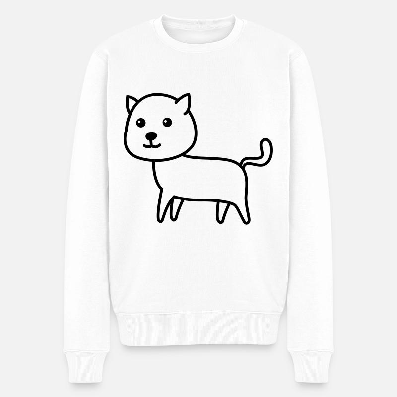 Katze Comic Tier - Männer Premium Bio Pullover - Weiß