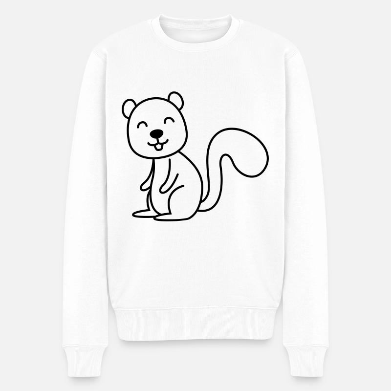 Eichhörnchen Comic Tier - Männer Premium Bio Pullover - Weiß