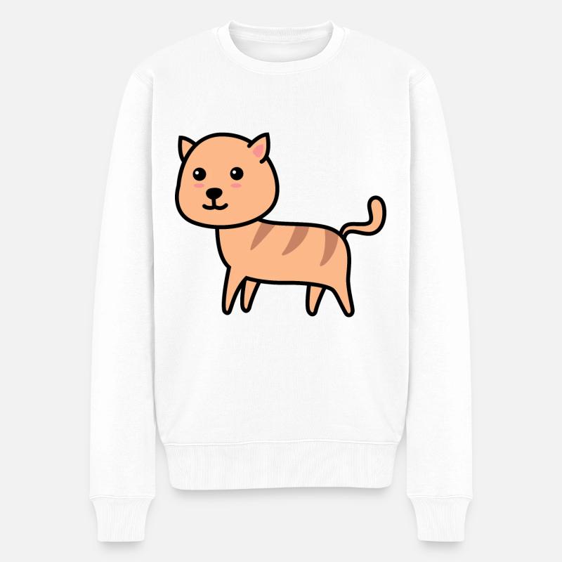 Chat Comic Animal - Pull Premium bio Homme - blanc