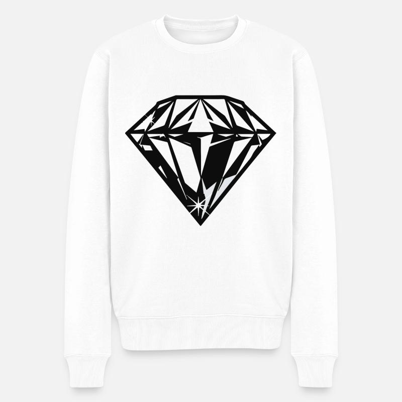 Diamant Juwel - Männer Premium Bio Pullover - Weiß