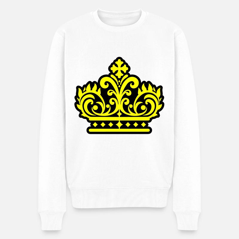 Krone Symbol - Männer Premium Bio Pullover - Weiß