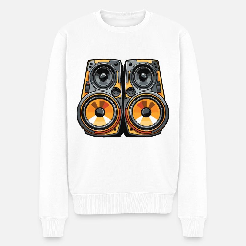 Musik Bass Boxen Symbol Party - Männer Premium Bio Pullover - Weiß