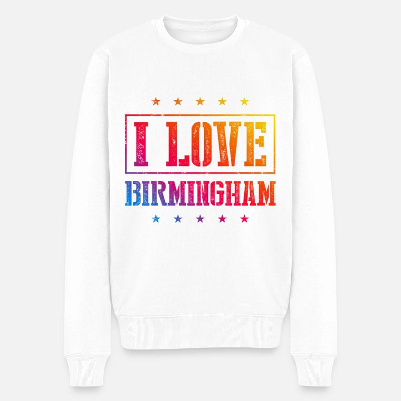 I Love Birmingham - Männer Premium Bio Pullover - Weiß