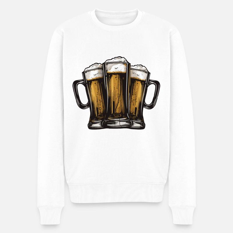 Bier Anstoßen Party - Männer Premium Bio Pullover - Weiß
