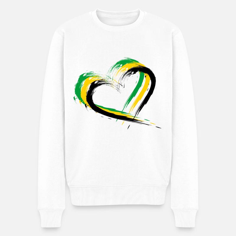 Drapeau de brosse de coeur de la Jamaïque - Pull Premium bio Homme - blanc