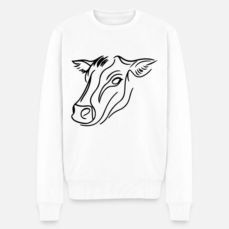 Kuh Kopf Rind - Männer Premium Bio Pullover - Weiß
