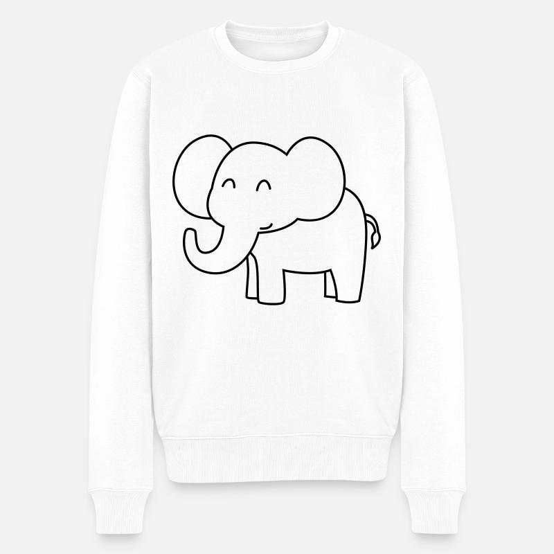 Elefant Comic - Männer Premium Bio Pullover - Weiß