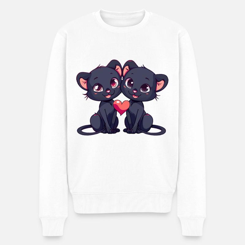 Couple de panthères amoureux de la Saint-Valentin - Pull Premium bio Homme - blanc