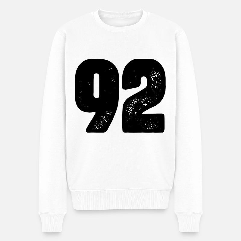 92 Zahl Trikot - Männer Premium Bio Pullover - Weiß