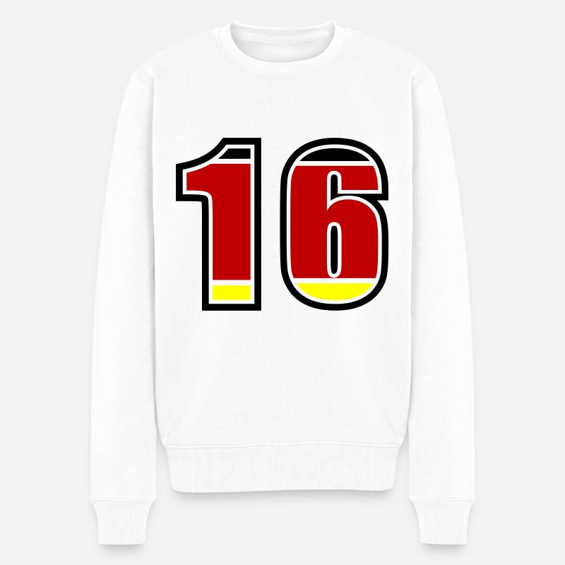 16 Nummer Deutschland Trikot - Männer Premium Bio Pullover - Weiß