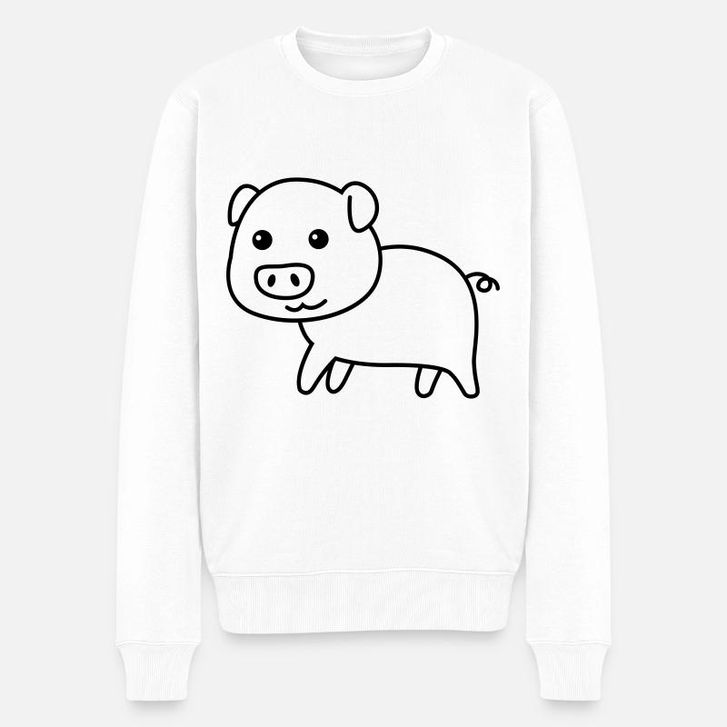 Schwein Comic Tier - Männer Premium Bio Pullover - Weiß