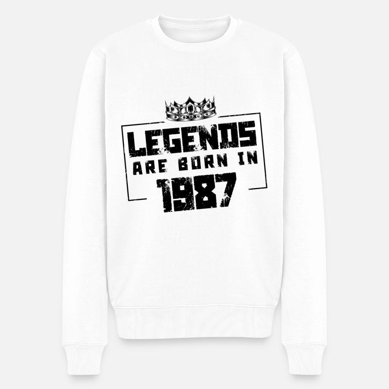 1987 Légendes nées à - Pull Premium bio Homme - blanc
