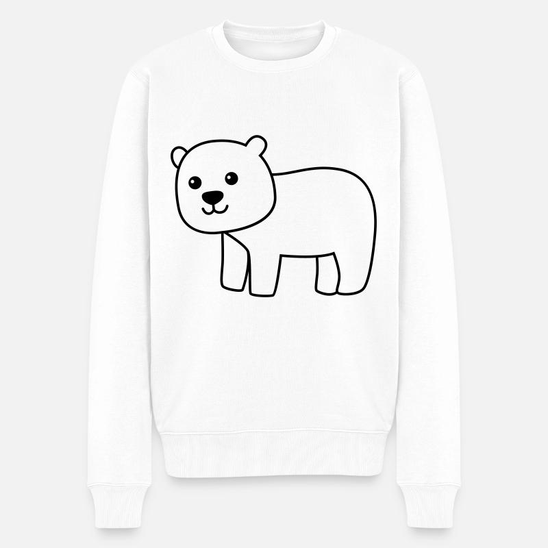 Eisbär Comic Tier - Männer Premium Bio Pullover - Weiß