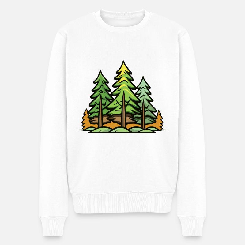 Forêt, Arbres, Nature - Pull Premium bio Homme - blanc