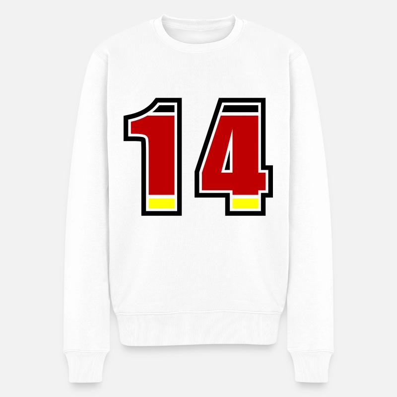 14 Nummer Deutschland Trikot - Männer Premium Bio Pullover - Weiß