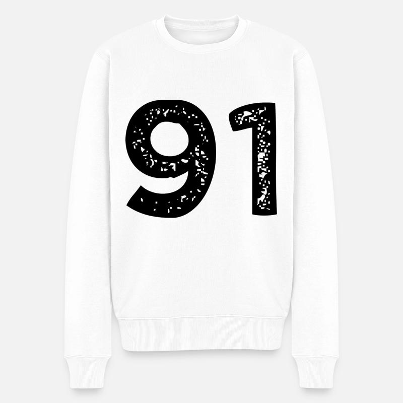 91 Zahl Trikot - Männer Premium Bio Pullover - Weiß