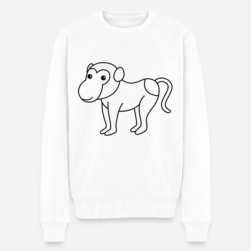 Monkey affe comic - Männer Premium Bio Pullover - Weiß