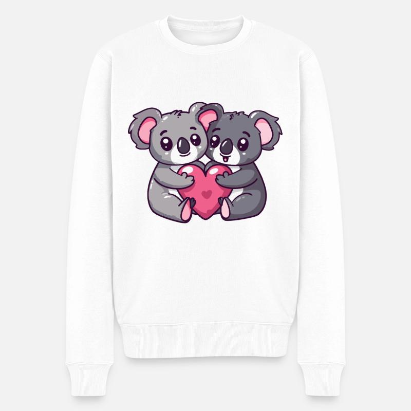 Koala Bande Dessinée Couple Amour - Pull Premium bio Homme - blanc