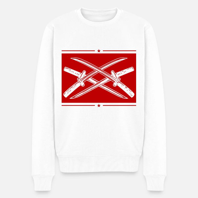 Samurai Schwert Element - Männer Premium Bio Pullover - Weiß