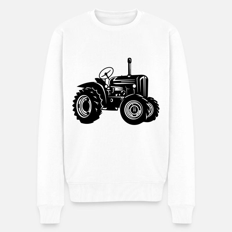 Traktor Bauer Farmer Symbol - Männer Premium Bio Pullover - Weiß
