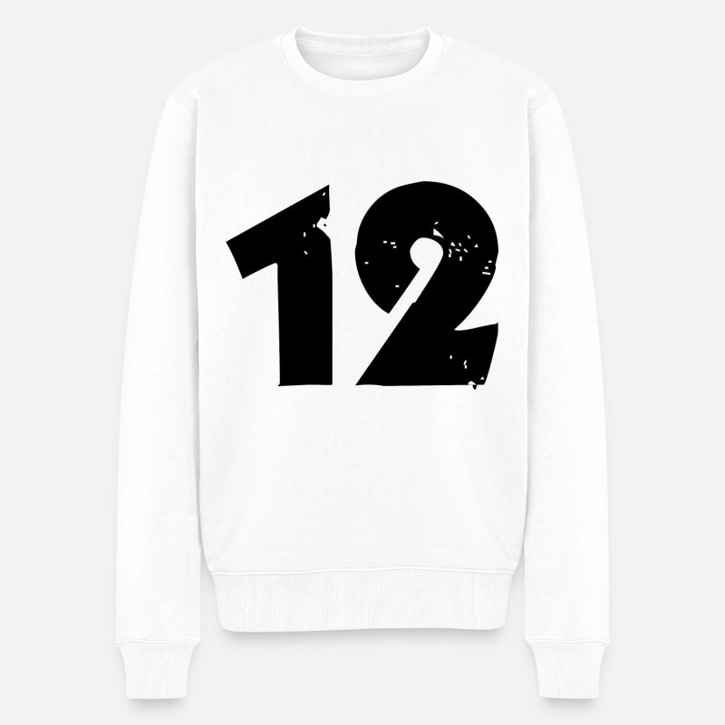 12 Zahl - Männer Premium Bio Pullover - Weiß