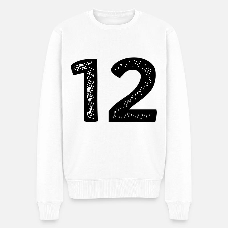 12 Zahl Trikot - Männer Premium Bio Pullover - Weiß