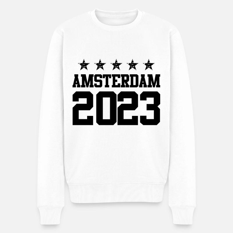 Amsterdam 2023 - Männer Premium Bio Pullover - Weiß