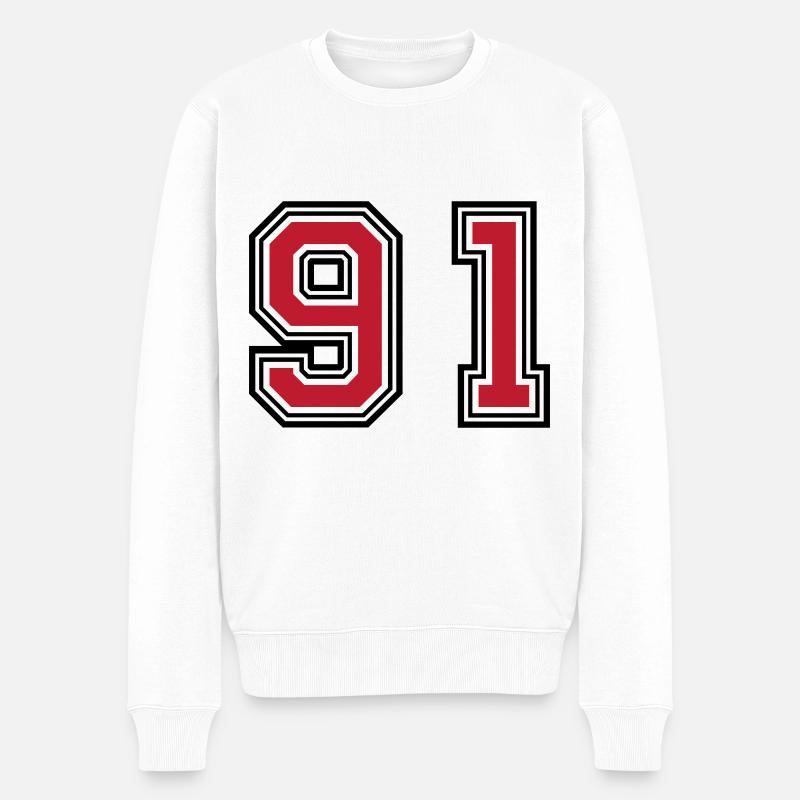 91 Zahl Symbol - Männer Premium Bio Pullover - Weiß