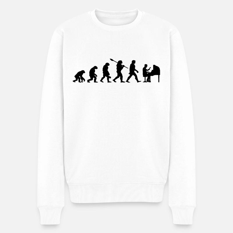 Evolution Piano Pianiste Piano - Pull Premium bio Homme - blanc