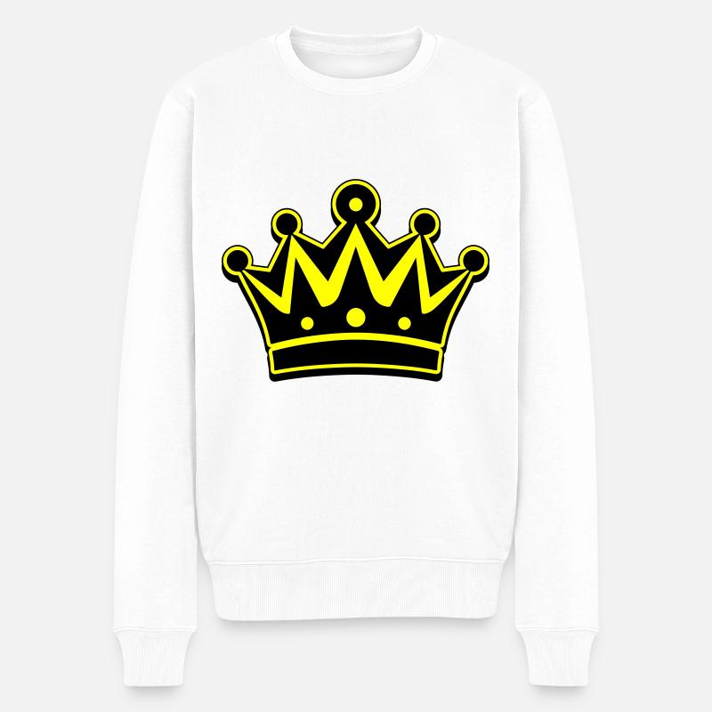 Krone Icon Symbol - Männer Premium Bio Pullover - Weiß