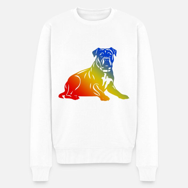 Pit Terrier Hund - Männer Premium Bio Pullover - Weiß