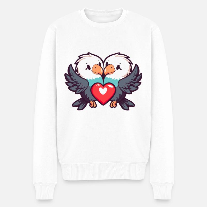 Adler Comic Paar Liebe - Männer Premium Bio Pullover - Weiß